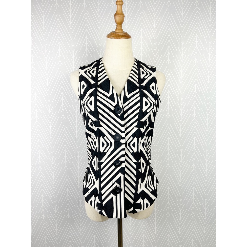 BITTE KAI RAND Black and White Egyptian Jacquard Vest, Size 38.